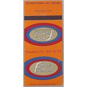 Vintage Matchbook Cover Hotel Fremont Downtown Las Vegas NV Nevada